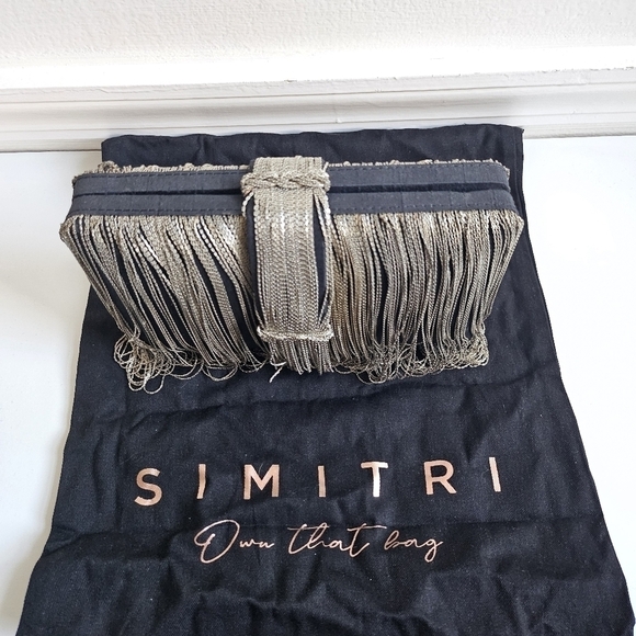 New Simitri Black Silver Chunky Clutch Handbag/Crossbody Metal Chain Handbag NWT - Picture 8 of 13